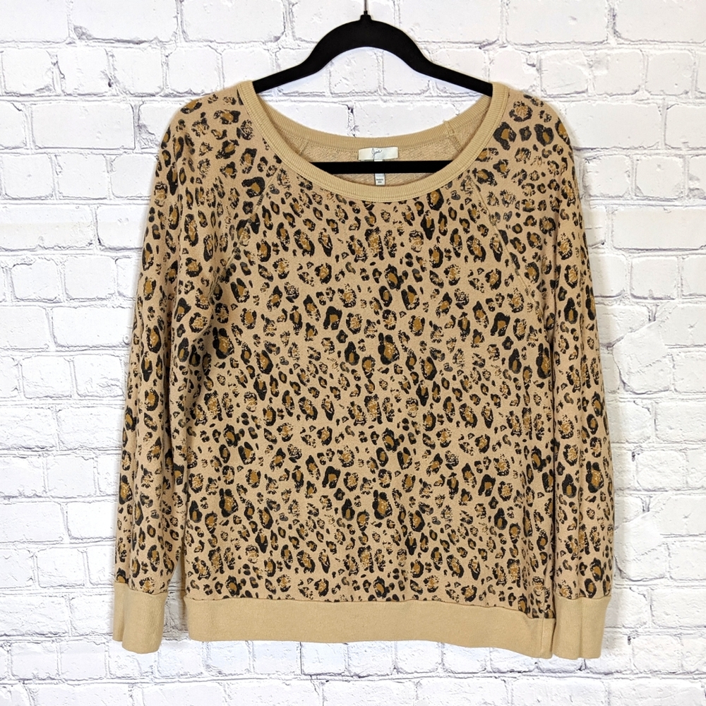 Joie Annora Brown and Tan Leopard Print Sweater M